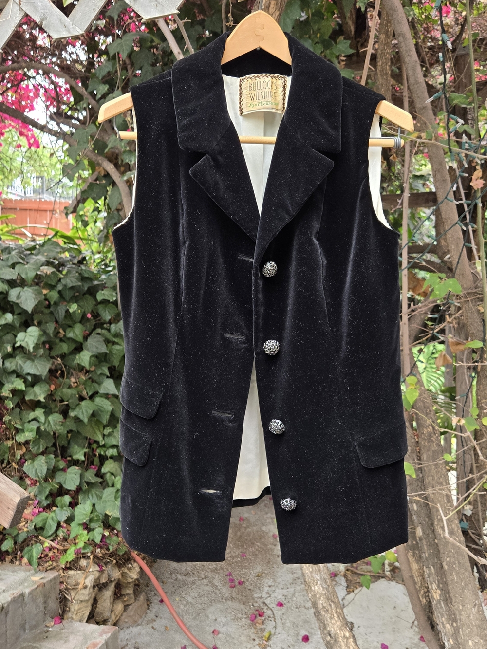 Vintage Black Velvet Vest Elegant Waistcoat